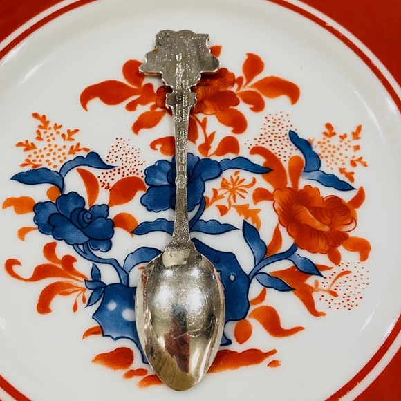 S14-Vintage Silverplate 1987 Blue Delft Eagle USA Land of the Free Spoon - Picture 3 of 8